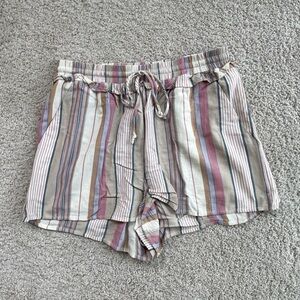 BCBGeneration Striped Pink Flowy Drawstring Paperbag High Rise Shorts Size XS